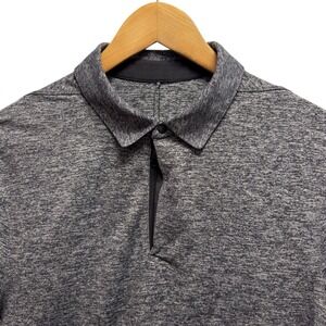 Lululemon Mens Size Medium Gray Heather 1/4 Zip Snap Performance Golf Polo Shirt